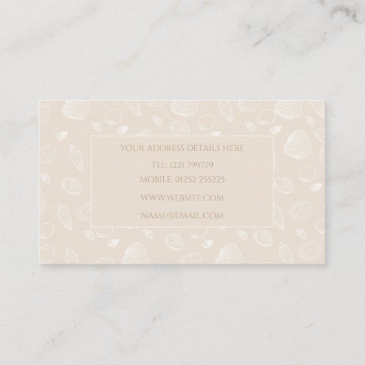 Elegant White Seashells beige Pattern Visitekaartje (Achterkant)