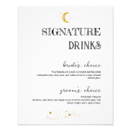 Elegant White Signature Drinken Wedding Bar Poster