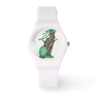 Elegant White Silicon Schattig Tree Hugger Beer Horloge