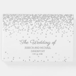 Elegant White Silver Diamond Glitter Wedding Gastenboek