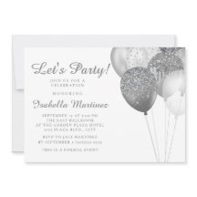 Elegant White Silver Glitter Balloons Sweet 16