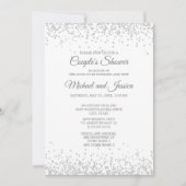 Elegant White Silver Glitter Couple's Bridal Kaart (Voorkant)
