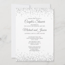 Elegant White Silver Glitter Couple's Bridal Kaart