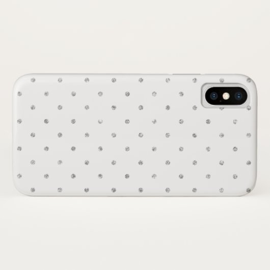 Elegant White Silver Glitter Polka Dots Pattern Case-Mate iPhone Case (Achterkant (horizontaal))
