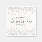 Elegant White Silver Glitter Sweet 16 Name Servet (Voorkant)