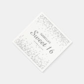 Elegant White Silver Glitter Sweet 16 Name Servet (Hoek)