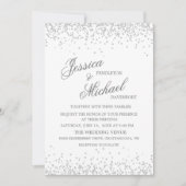Elegant White Silver Glitter Wedding Kaart (Voorkant)
