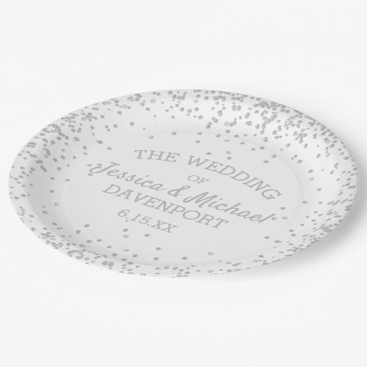 Elegant White Silver Glitter Wedding Reception Papieren Bordje (Gekanteld)