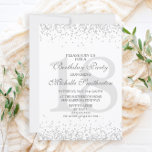 Elegant White Silver Grey Glitter 18th Birthday Kaart<br><div class="desc">Elegant 18e verjaardagsfeestuitnodiging in wit met grijs en zilver glitter en een elegant calligrafielettertype.</div>