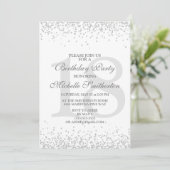 Elegant White Silver Grey Glitter 18th Birthday Kaart (Staand voorkant)