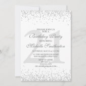 Elegant White Silver Grey Glitter 21st Birthday Kaart (Voorkant)