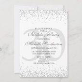 Elegant White Silver Grey Glitter 30th Birthday Kaart (Voorkant)