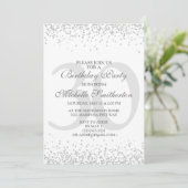 Elegant White Silver Grey Glitter 30th Birthday Kaart (Staand voorkant)
