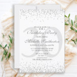 Elegant White Silver Grey Glitter 30th Birthday Kaart<br><div class="desc">Klassieke uitnodiging voor een 30e verjaardag in het wit met grijs en zilver glitter en een elegant calligrafielettertype.</div>