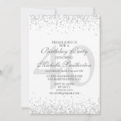 Elegant White Silver Grey Glitter 40th Birthday Kaart (Voorkant)