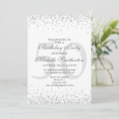 Elegant White Silver Grey Glitter 50th Birthday Kaart (Staand voorkant)