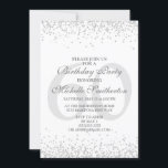 Elegant White Silver Grey Glitter 60th Birthday Kaart<br><div class="desc">Klassieke uitnodiging van een 60e verjaardagsfeestje in wit met grijs en zilver glitter en een elegante calligrafische doopvont.</div>