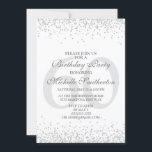 Elegant White Silver Grey Glitter 60th Birthday Kaart<br><div class="desc">Klassieke uitnodiging van een 60e verjaardagsfeestje in wit met grijs en zilver glitter en een elegante calligrafische doopvont.</div>