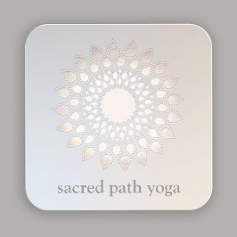 Elegant White Silver Lotus Flower Floral Mandala Vierkante Visitekaartje