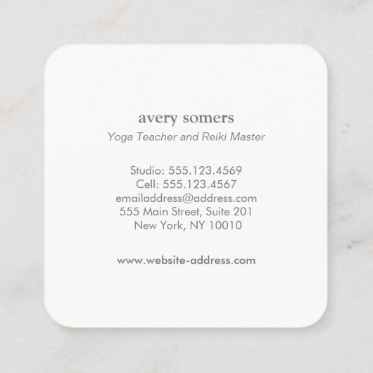 Elegant White Silver Lotus Flower Floral Mandala Vierkante Visitekaartje (Achterkant)