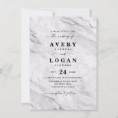 Elegant White & Silver Marble & Glitter Wedding Kaart (Voorkant)