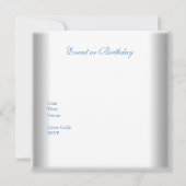 Elegant White Silver Overlay Blue Jewel Kaart (Achterkant)