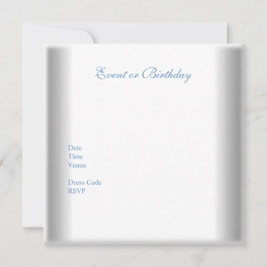 Elegant White Silver Overlay Blue Jewel Kaart (Achterkant)