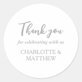 Elegant White Silver Wedding Classic Round Sticker