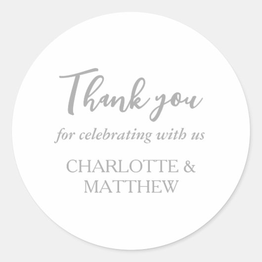 Elegant White Silver Wedding Classic Round Sticker (Voorkant)