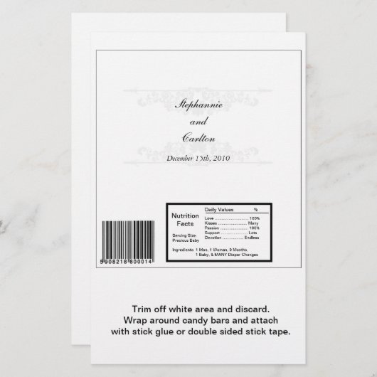 Elegant White/Silver Wedding Large Snoep Bar Wrap (Voorkant / Achterkant)