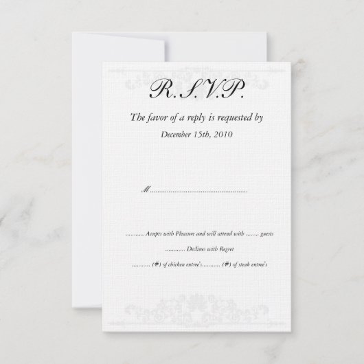 Elegant White/Silver Wedding RSVP-Kaarten Kaart (Voorkant)