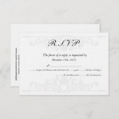 Elegant White/Silver Wedding RSVP-Kaarten Kaart (Voorkant / Achterkant)