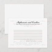 Elegant White/Silver Wedding Writable Advice Kaart (Voorkant / Achterkant)