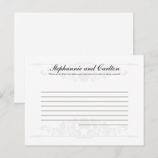 Elegant White/Silver Wedding Writable Advice Kaart (Voorkant / Achterkant)