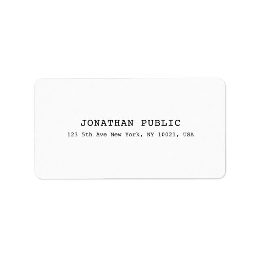 Elegant White Simple Sjabloon Classic look Retro Etiket (Voorkant)