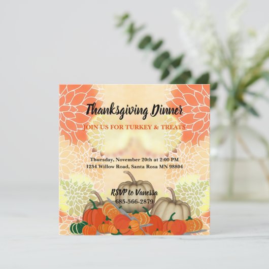 Elegant White Sinaasappel Pumpkins Herfst Thanksgi Kaart (Staand voorkant)