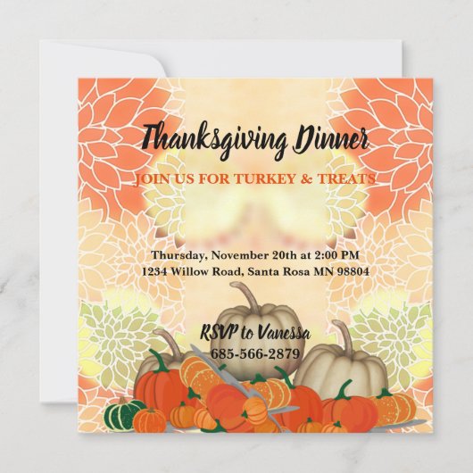 Elegant White Sinaasappel Pumpkins Herfst Thanksgi Kaart (Voorkant)