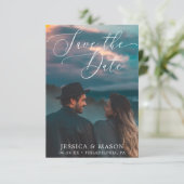 Elegant White slaat de datumkaart op - sla de datu RSVP Kaartje (Staand voorkant)