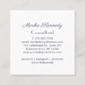 Elegant White Slate Grey Script Diamond Monogram Vierkante Visitekaartje (Achterkant)