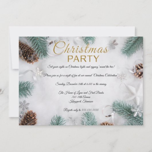 Elegant White Snow-kerstfeest Kaart (Voorkant)