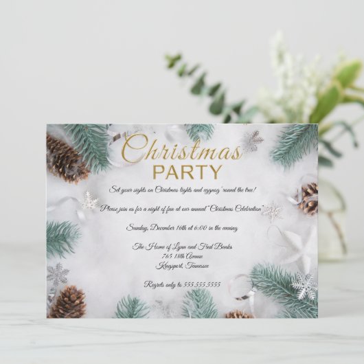 Elegant White Snow-kerstfeest Kaart (Staand voorkant)