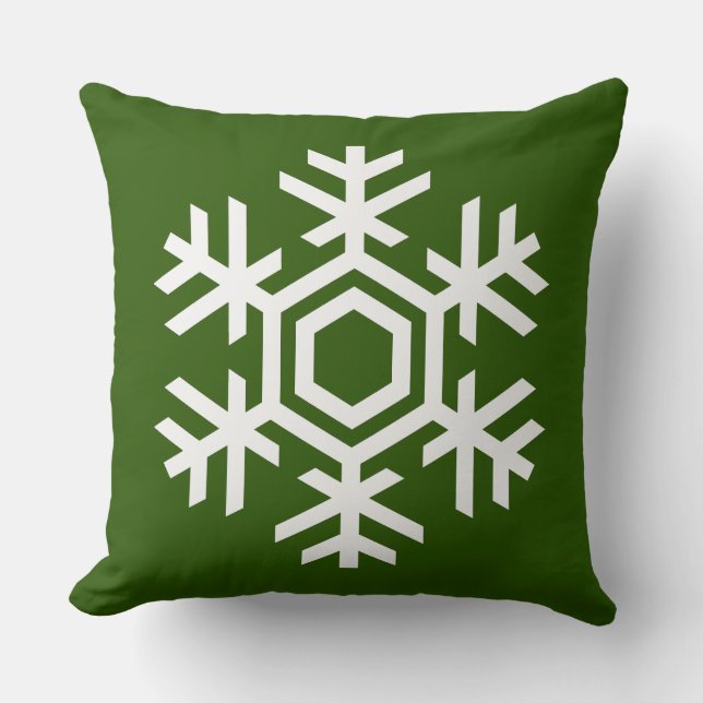 Elegant White Snowflake Classic KerstGreen Kussen (Voorkant)