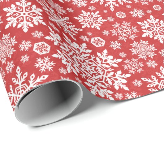 Elegant White Snowflake (Cranberry) Cadeaupapier (Rol Hoek)