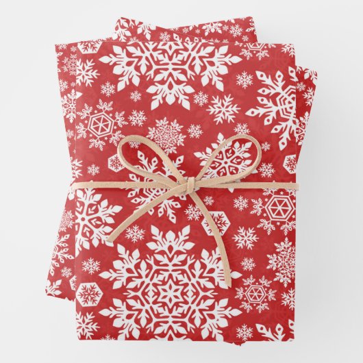 Elegant White Snowflake (Cranberry) Inpakpapier Vel (In situ)