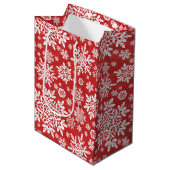 Elegant White Snowflake (Cranberry) Medium Cadeauzakje (Voorkant Gekanteld)