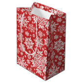 Elegant White Snowflake (Cranberry) Medium Cadeauzakje (Achterkant Gekanteld)