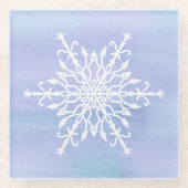 Elegant White Snowflake Kerstmis Glazen Onderzetter (Voorkant)