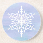 Elegant White Snowflake Kerstmis Zandsteen Onderzetter (Voorkant)