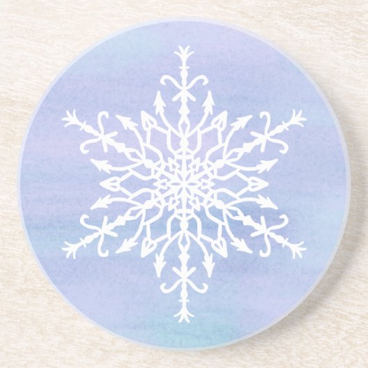 Elegant White Snowflake Kerstmis Zandsteen Onderzetter (Voorkant)