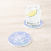 Elegant White Snowflake Kerstmis Zandsteen Onderzetter (Zijkant)